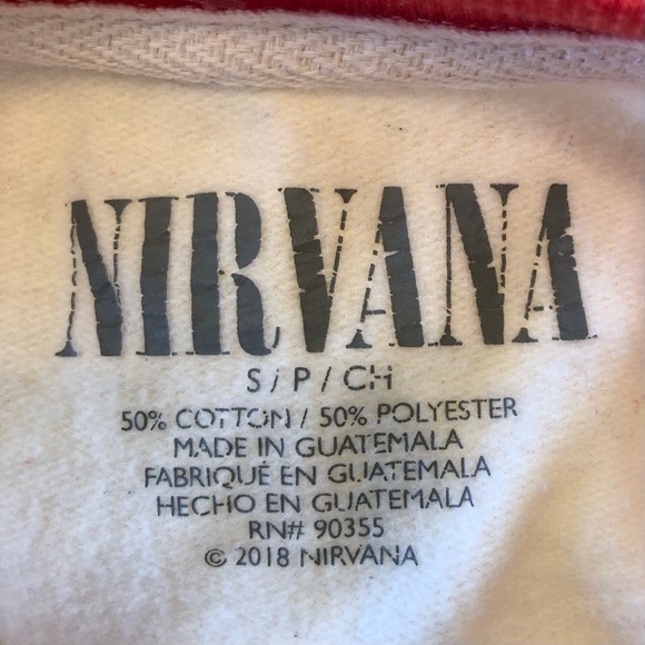 AEO, Nirvana Raglan Sweatshirt, Cream/Red, Size Small - Picture 2 of 4